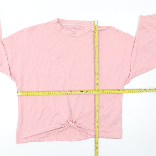 Marks and Spencer Women Pink Size 10 Cotton Elastane Long Sleeve Pullover Sweatshirt
