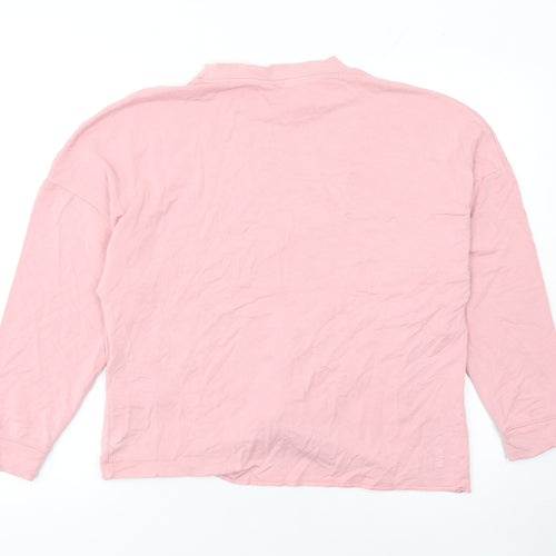 Marks and Spencer Women Pink Size 10 Cotton Elastane Long Sleeve Pullover Sweatshirt