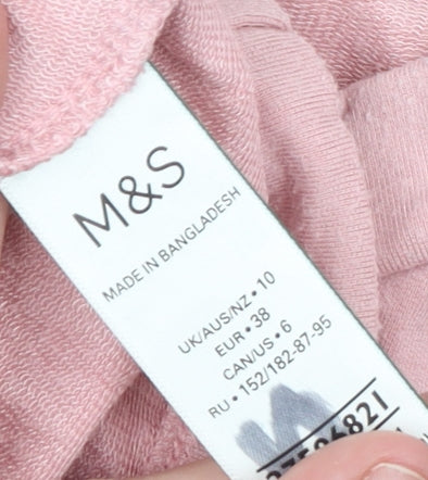 Marks and Spencer Women Pink Size 10 Cotton Elastane Long Sleeve Pullover Sweatshirt