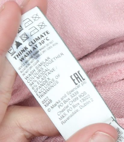 Marks and Spencer Women Pink Size 10 Cotton Elastane Long Sleeve Pullover Sweatshirt