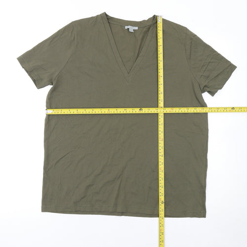 COS Women Green V-Neck Short Sleeve Cotton Jersey T-Shirt Size 12