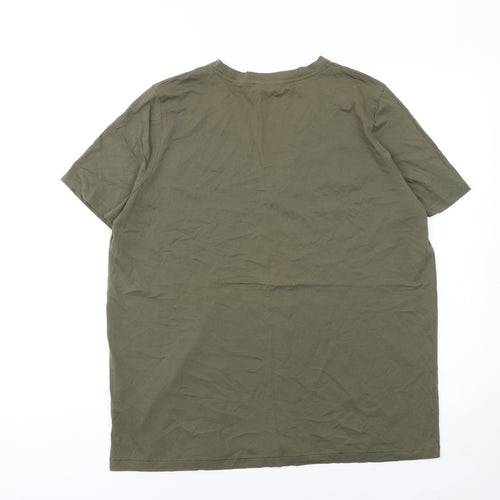 COS Women Green V-Neck Short Sleeve Cotton Jersey T-Shirt Size 12