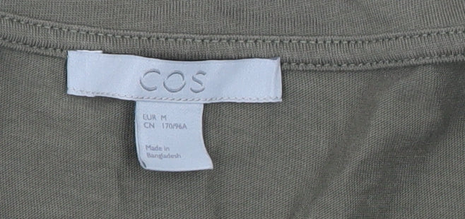 COS Women Green V-Neck Short Sleeve Cotton Jersey T-Shirt Size 12