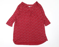 Fat Face Women's Red Floral 3/4 Sleeve Tunic Blouse Size 14