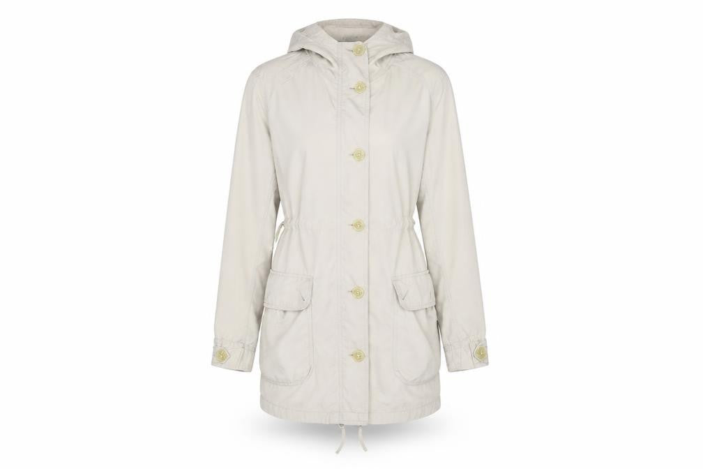 Front view of Jackpot Women's Beige Hooded Cotton Anorak Jacket, size S