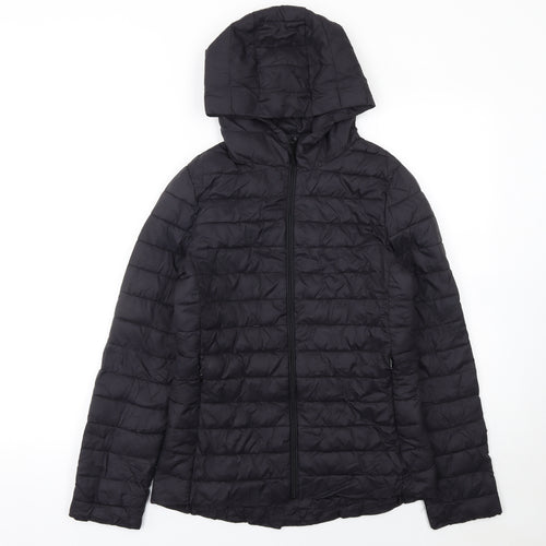 & Other Stories Womens Black Quilted Hooded Puffer Jacket M