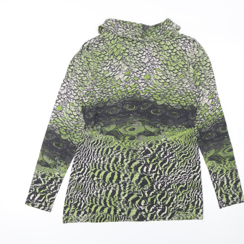 Betty Barclay Womens Green Animal Print Cowl Neck Long Sleeve Blouse Size 8