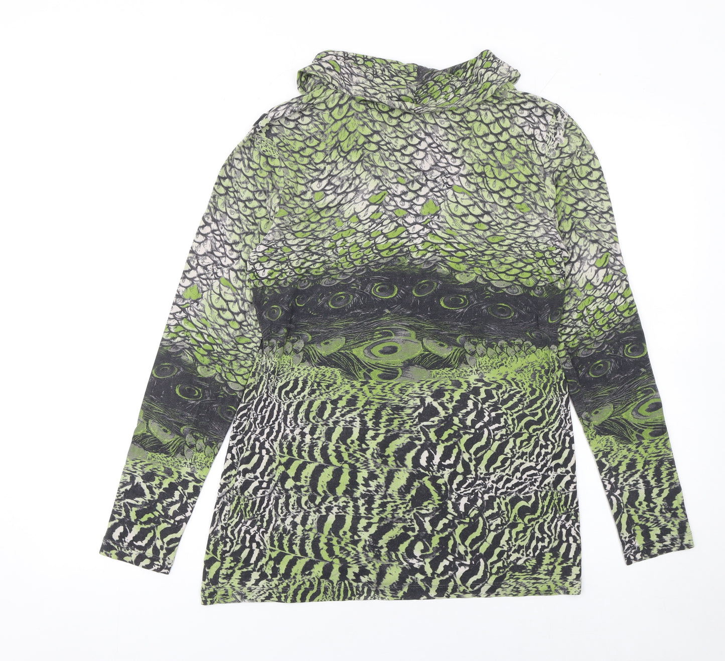 Betty Barclay Womens Green Animal Print Cowl Neck Long Sleeve Blouse Size 8