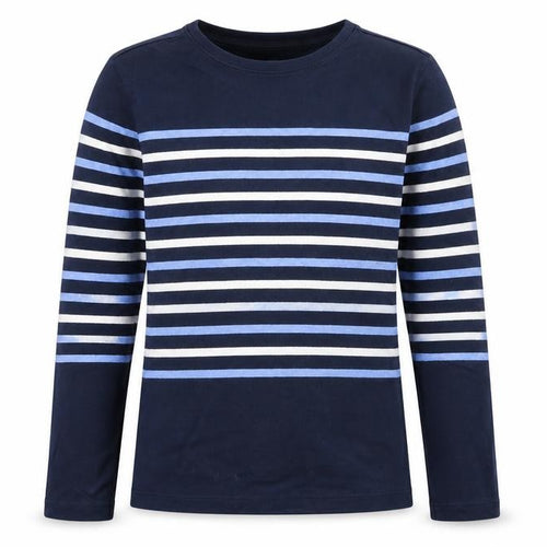 Uniqlo Girls Blue Striped Long Sleeve Cotton T-Shirt 10 Years