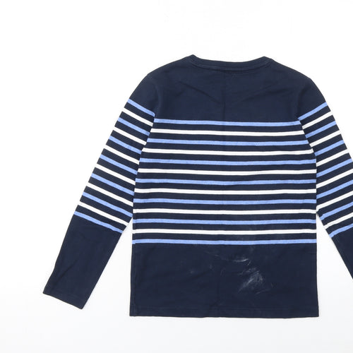 Uniqlo Girls Blue Striped Long Sleeve Cotton T-Shirt 10 Years