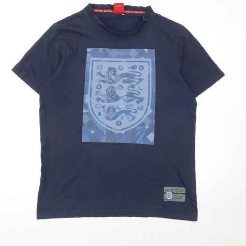England Men's Blue Cotton Crew Neck T-Shirt L Sports Patriotic