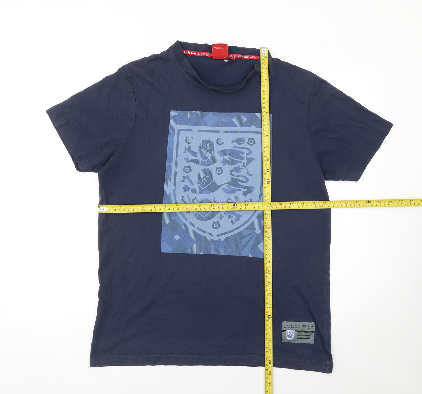 England Men's Blue Cotton Crew Neck T-Shirt L Sports Patriotic
