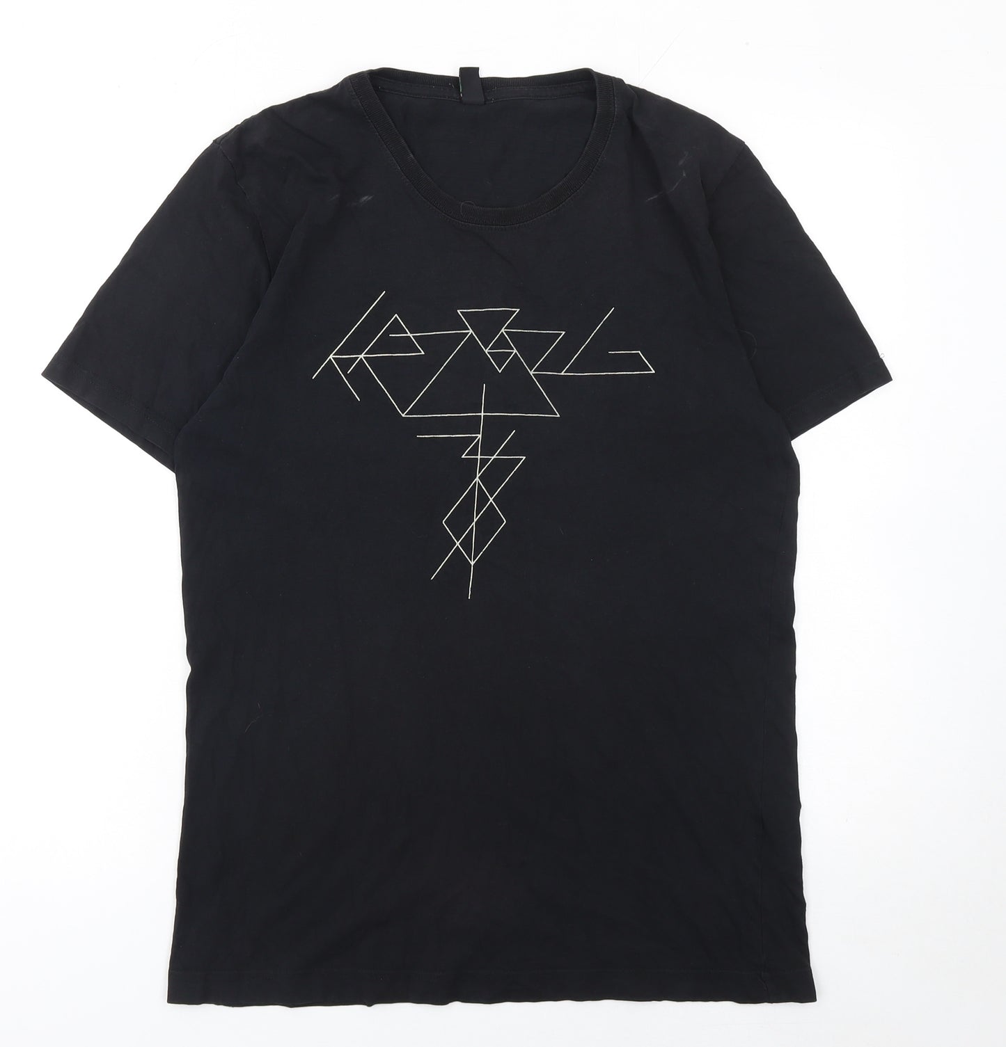 Earth Positive Men's Black Graphic T-Shirt Size M Organic Cotton Climate Neutral