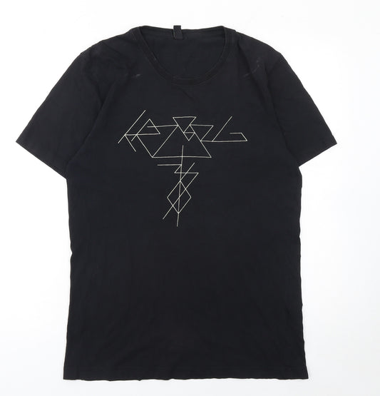 Earth Positive Men's Black Graphic T-Shirt Size M Organic Cotton Climate Neutral