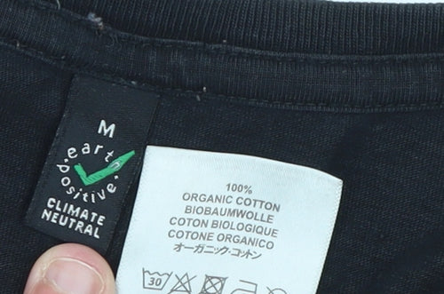 Earth Positive Men's Black Graphic T-Shirt Size M Organic Cotton Climate Neutral