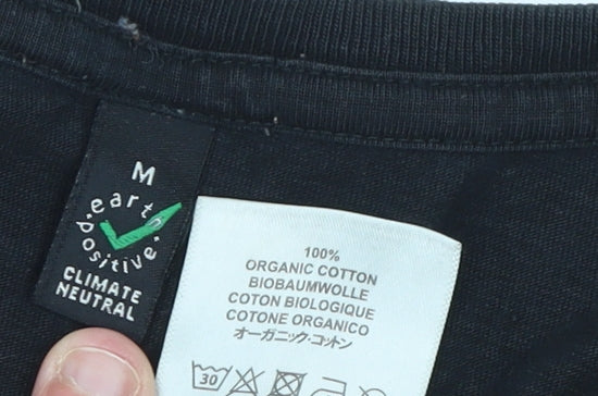 Earth Positive Men's Black Graphic T-Shirt Size M Organic Cotton Climate Neutral