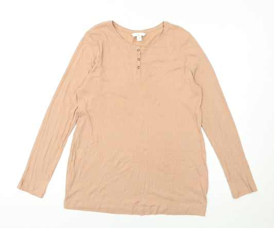 H&M Mama Women Beige Long Sleeve Basic Jersey T-Shirt L Maternity