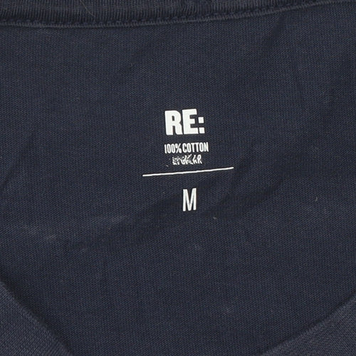 RE: Denim Men's Blue Graphic Print Crew Neck Cotton T-Shirt M