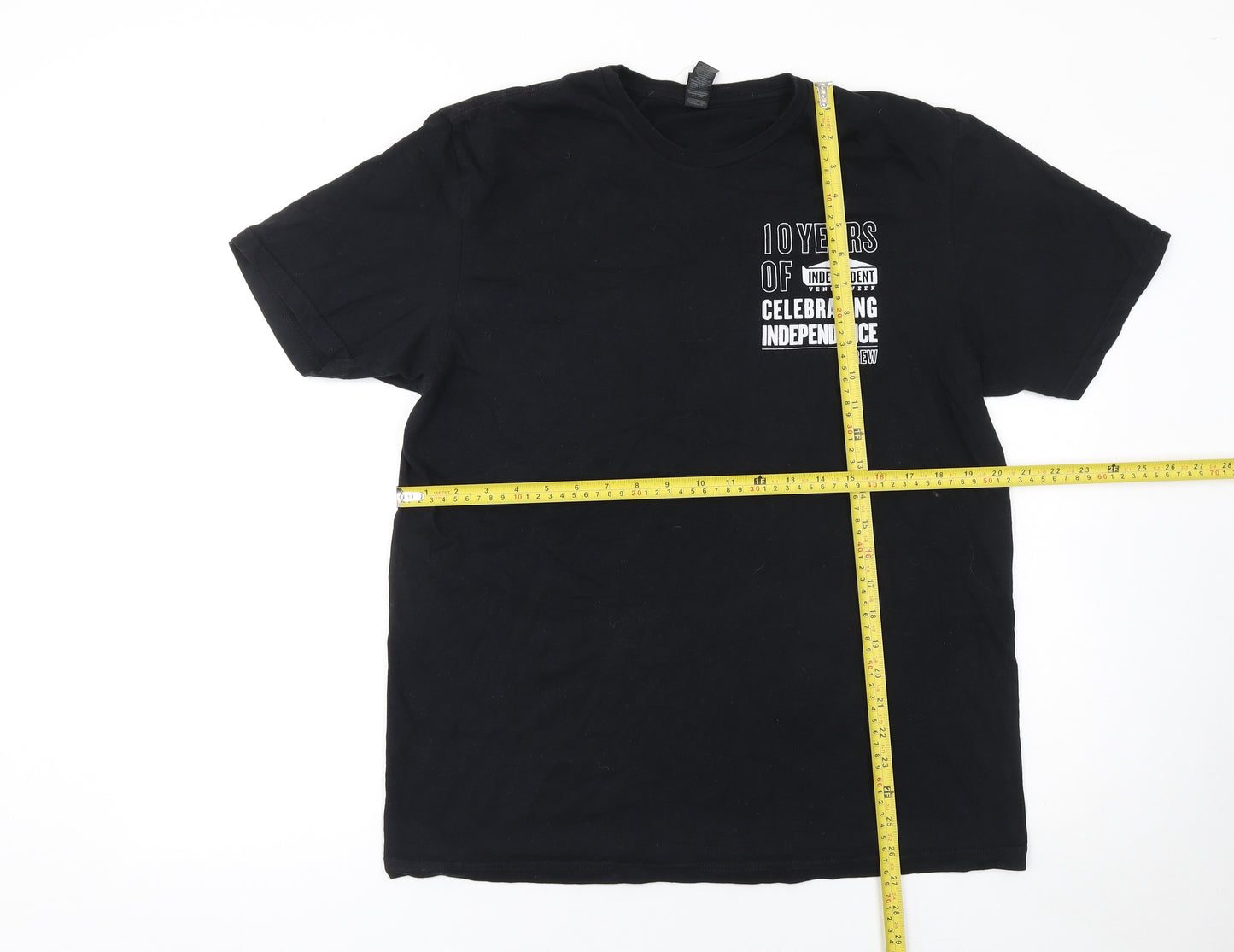 Gildan Men’s Black Independent Venue Week 2023 Crew T-Shirt L Music Tee