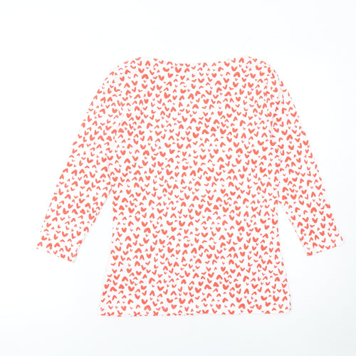 Marks and Spencer Women's White Red Heart Print Long Sleeve T-Shirt Size 10