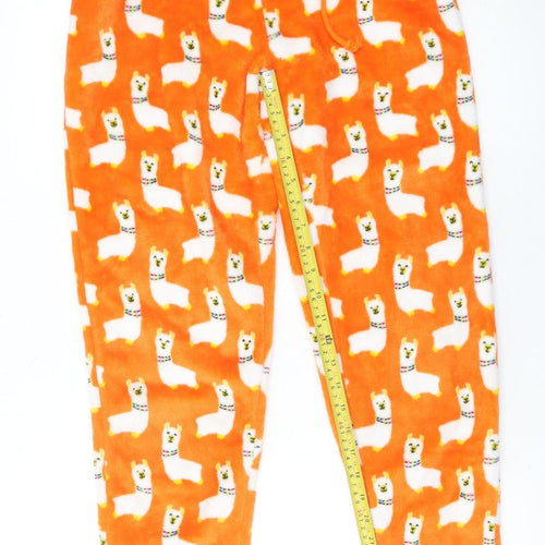 Savida Women Orange Animal Print Fleece Pyjama Pants Size 10