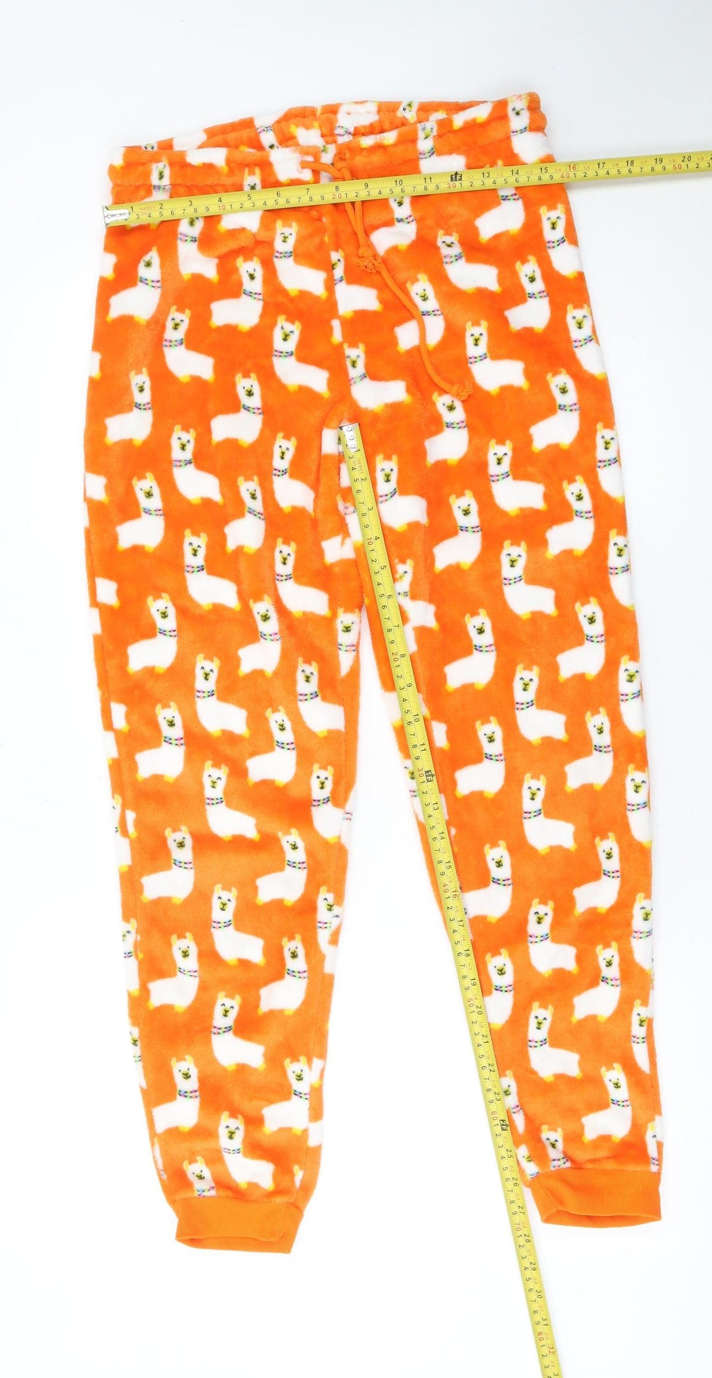 Savida Women Orange Animal Print Fleece Pyjama Pants Size 10