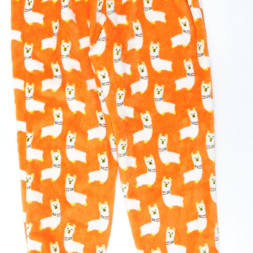 Savida Women Orange Animal Print Fleece Pyjama Pants Size 10