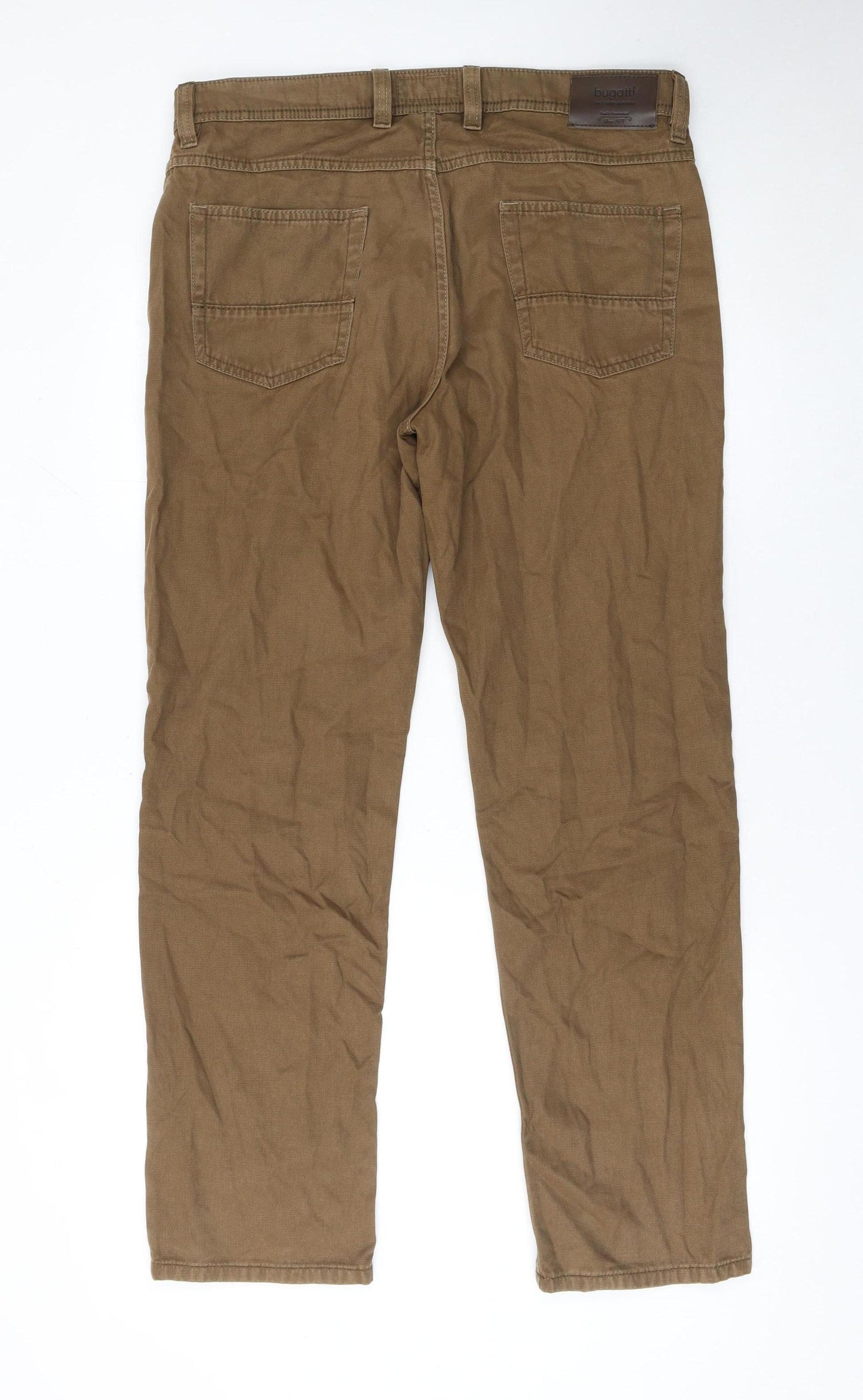 Bugatti Men's Brown 36 Straight Fit Stretch Jeans