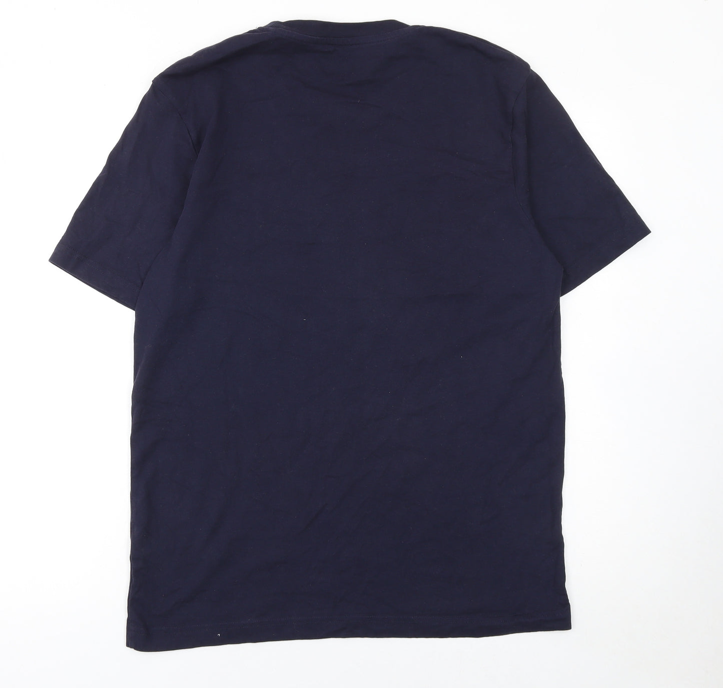 John Lewis & Partners Men's Blue Art Graphic Cotton Crew Neck T-Shirt Size L