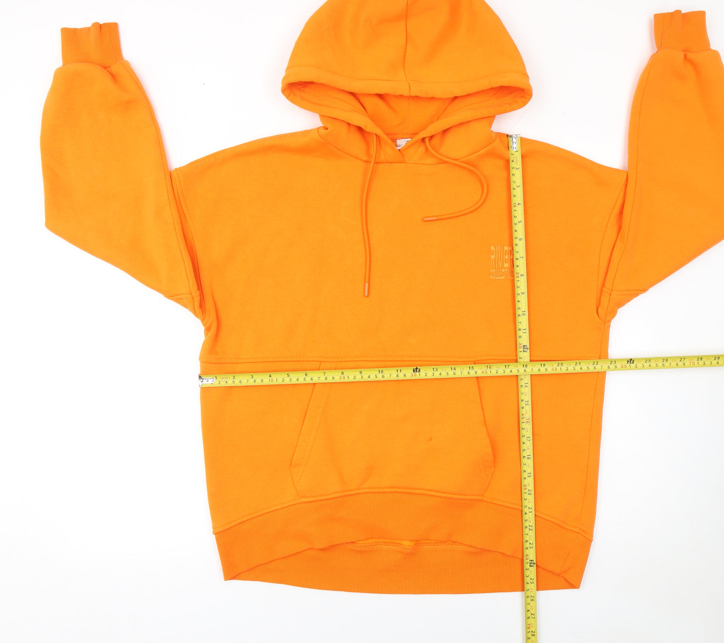 River Island Womens Orange Cotton Pullover Hoodie Size M