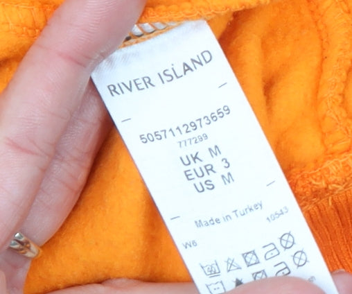 River Island Womens Orange Cotton Pullover Hoodie Size M