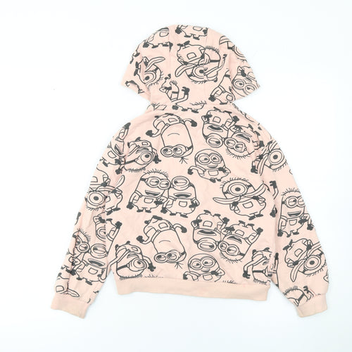 Minions Girls Beige Full Zip Hoodie 8 Years Cotton Blend Graphic Print
