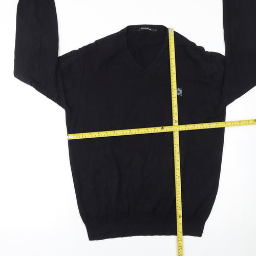 FULLCIRCLE Men's Black Cotton V-Neck Jumper Size L