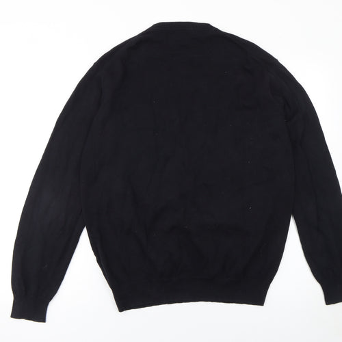 FULLCIRCLE Men's Black Cotton V-Neck Jumper Size L