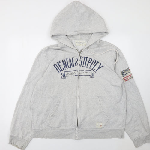 Ralph Lauren Denim & Supply Men's Grey Full Zip Hoodie XL USA Logo