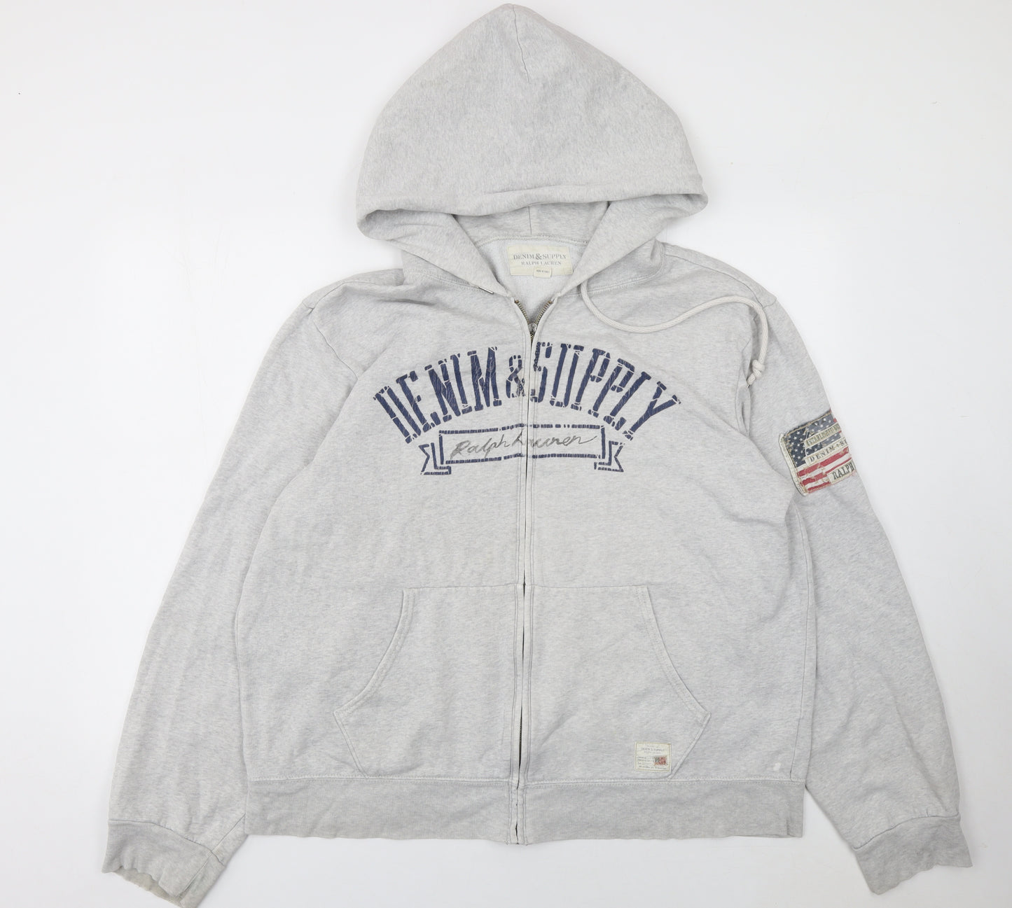 Ralph Lauren Denim & Supply Men's Grey Full Zip Hoodie XL USA Logo