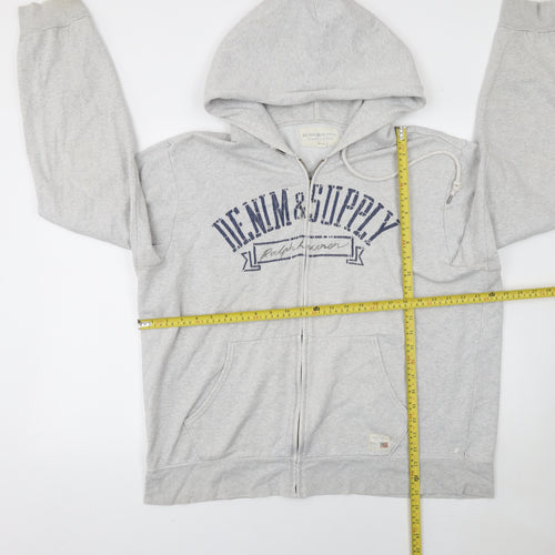 Ralph Lauren Denim & Supply Men's Grey Full Zip Hoodie XL USA Logo