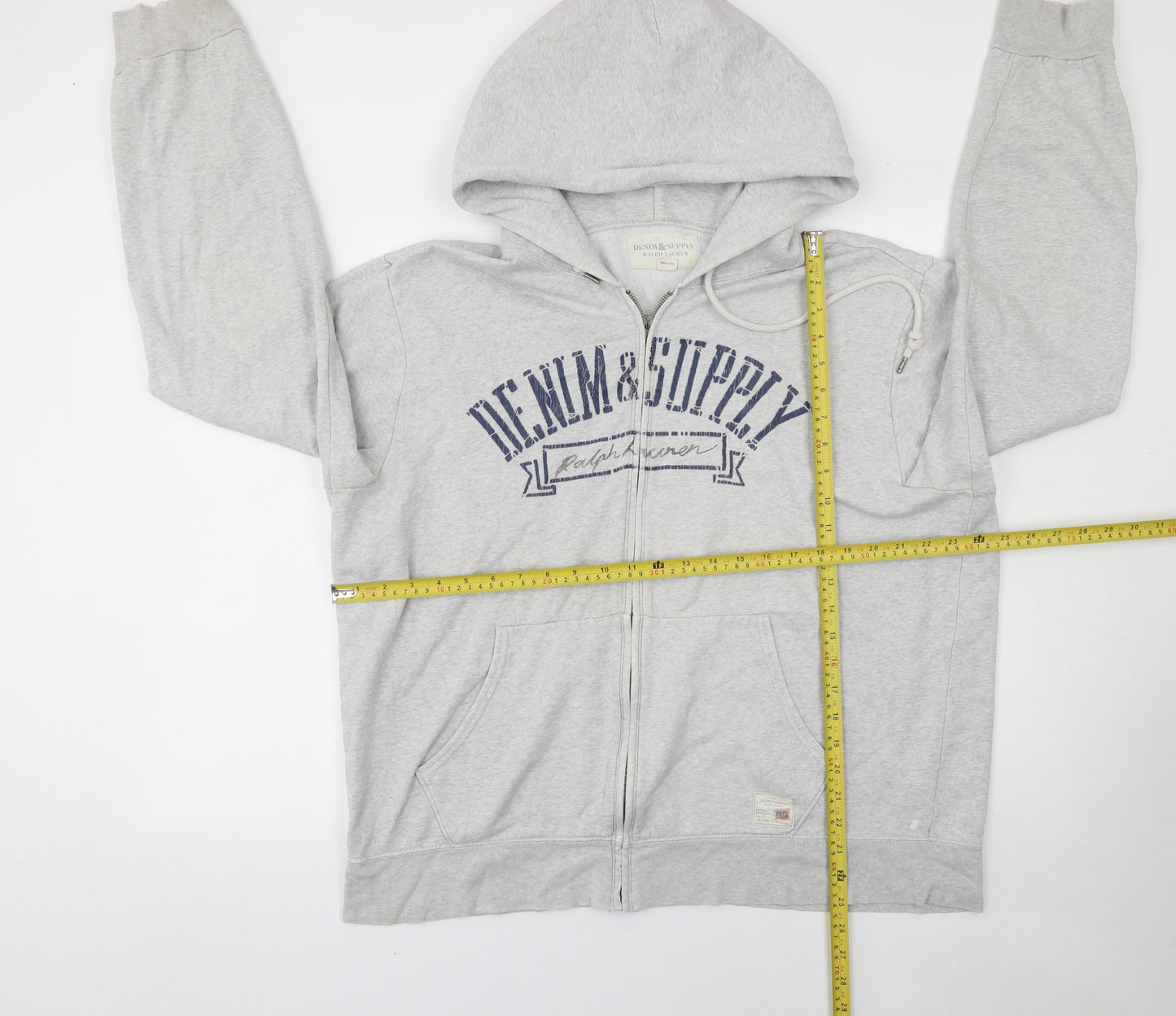 Ralph Lauren Denim & Supply Men's Grey Full Zip Hoodie XL USA Logo