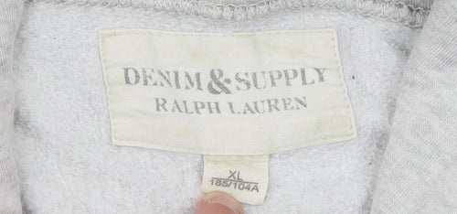 Ralph Lauren Denim & Supply Men's Grey Full Zip Hoodie XL USA Logo