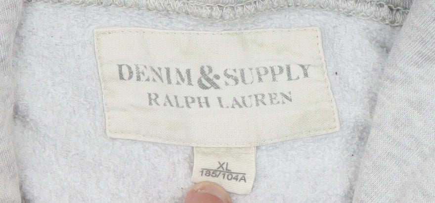 Ralph Lauren Denim & Supply Men's Grey Full Zip Hoodie XL USA Logo