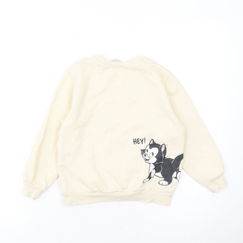 H&M Girls Beige Minnie Mouse Sweatshirt 4-6 Years Pullover Disney Print