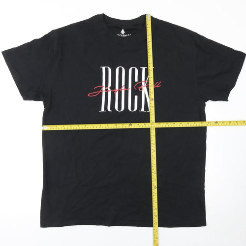 Threadbare Men's Black Rock Graphic Cotton T-Shirt Medium