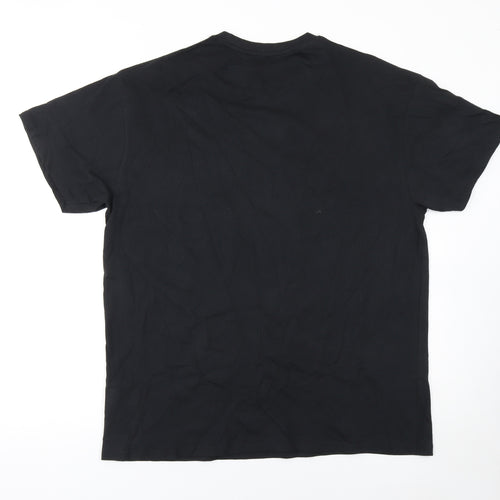 Threadbare Men's Black Rock Graphic Cotton T-Shirt Medium