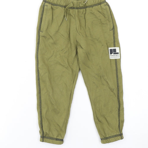 H&M Girls Green 3-4 Years Jogger Trousers Cotton Elastic Waist Casual