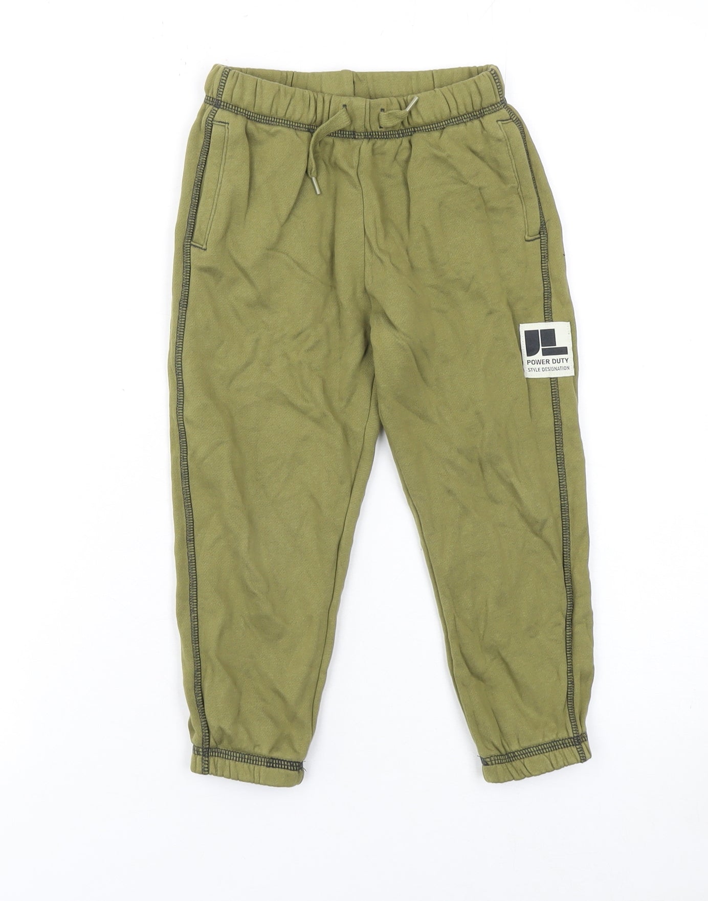 H&M Girls Green 3-4 Years Jogger Trousers Cotton Elastic Waist Casual