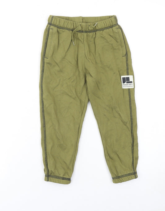 H&M Girls Green 3-4 Years Jogger Trousers Cotton Elastic Waist Casual