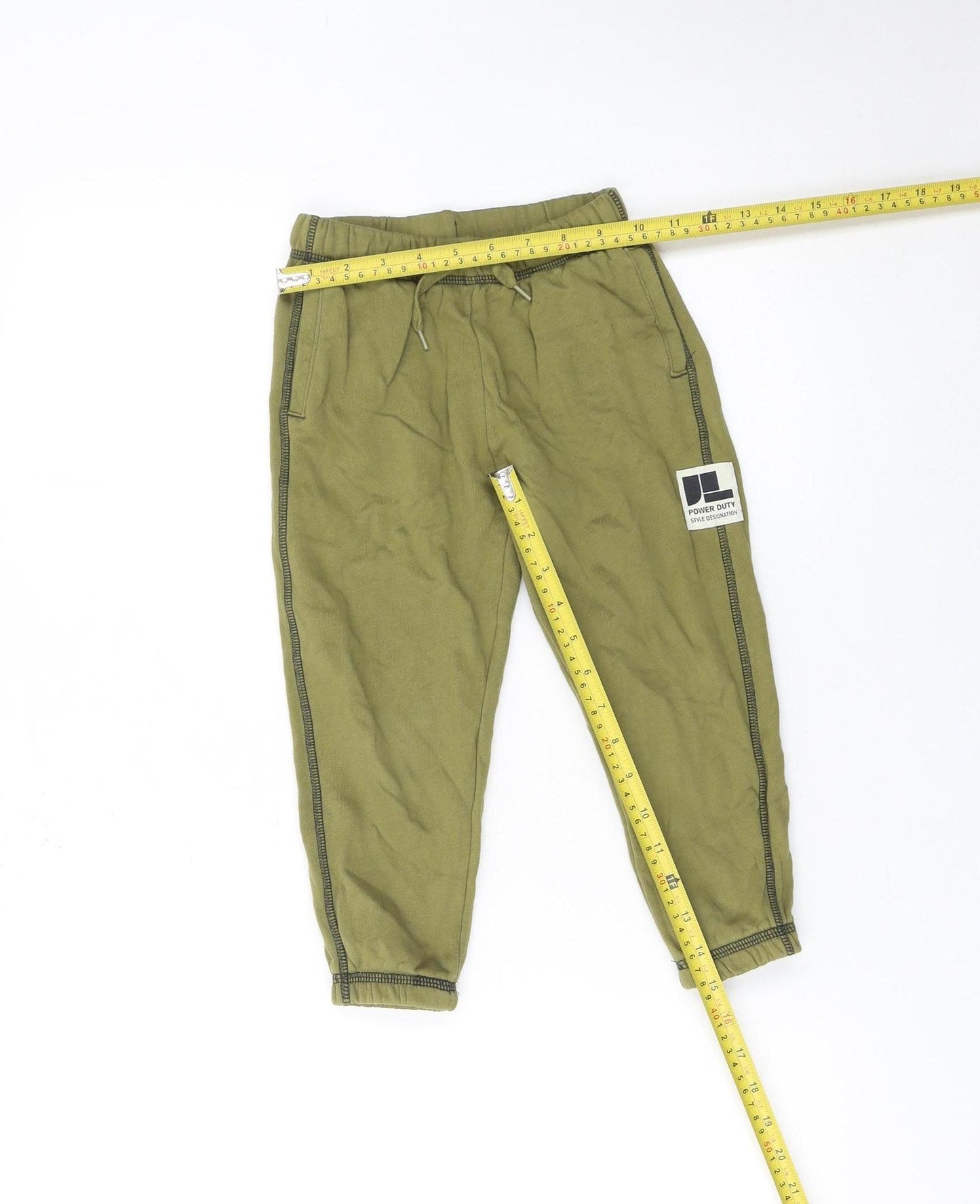 H&M Girls Green 3-4 Years Jogger Trousers Cotton Elastic Waist Casual