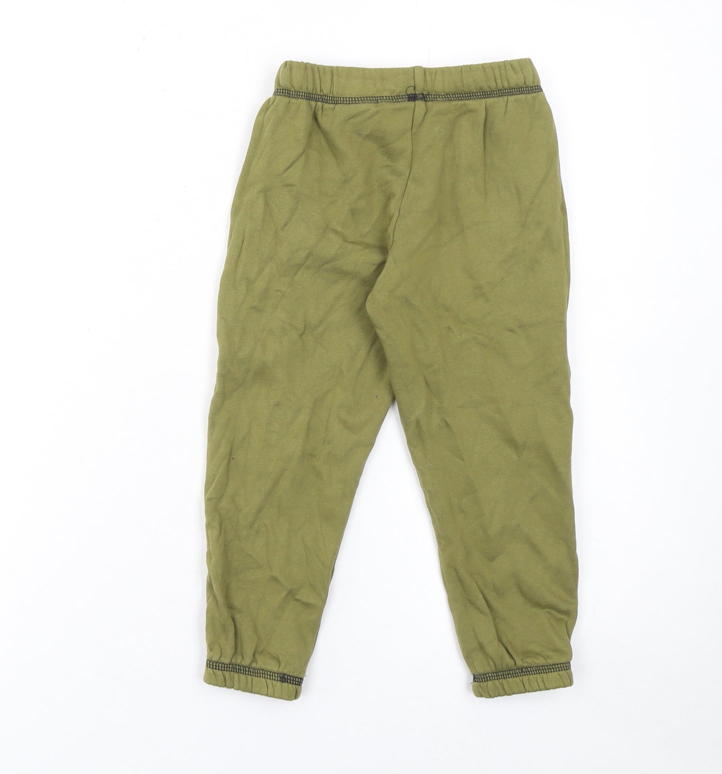 H&M Girls Green 3-4 Years Jogger Trousers Cotton Elastic Waist Casual