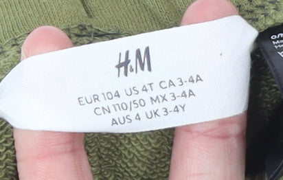 H&M Girls Green 3-4 Years Jogger Trousers Cotton Elastic Waist Casual