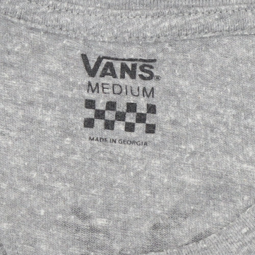 Vans Womens Grey Cropped Long Sleeve Crew Neck T-Shirt Medium